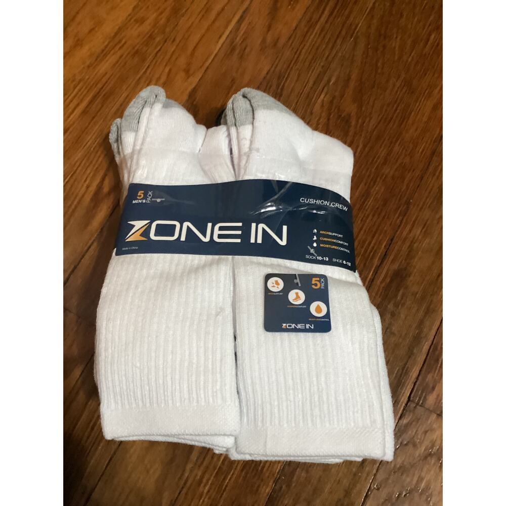 Zone In 5-Pack Men’s Cushion Crew Socks – Comfortable Everyday Fit